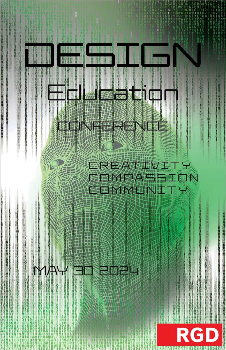 RGD Design Conference poster with 3D elements